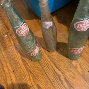 Set of three vintage soda bottles Dr Pepper & pepsi